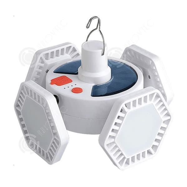 INN IPX4-lampa 15,8x12cm LED-solcampinglampa med 5 ljuslägen och fjärrkontroll fyrsidig campinglampa