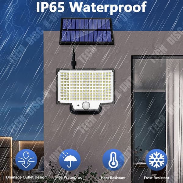 TD Utomhussollampa 160 LED med fjärrkontroll och rörelsedetektor 3 ljuslägen med 5 M kabel IP65 rörelse