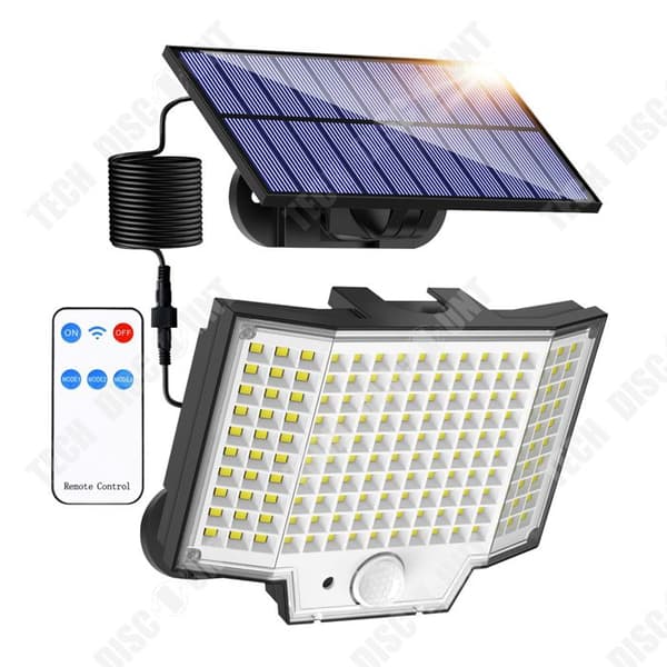 TD Utomhussollampa 160 LED med fjärrkontroll och rörelsedetektor 3 ljuslägen med 5 M kabel IP65 rörelse