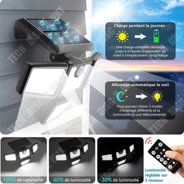 TD 2 st Outdoor Solar Lights 333LED Outdoor Solar Lights Tre Heads Solar Light Vattentät IP65 Solar Spotlight