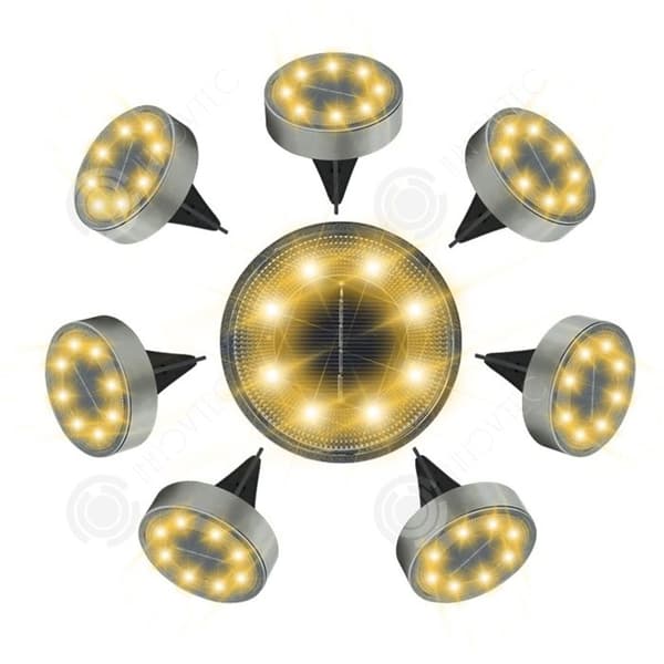 INN 8 st Utomhussollampa 8,6x10,1cm IP68 8 LED 400mAh silver solcellslampa utomhussollampa solcellslampa LED spot