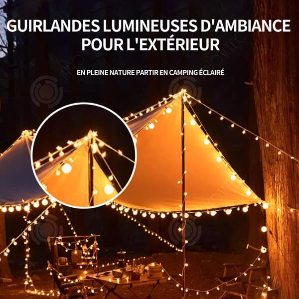 INN Solcellslampa utomhus 50 LED utomhus ljus 9,5 m festong guinguette 8 modes girland guinguette glödlampa för trädgård IP44