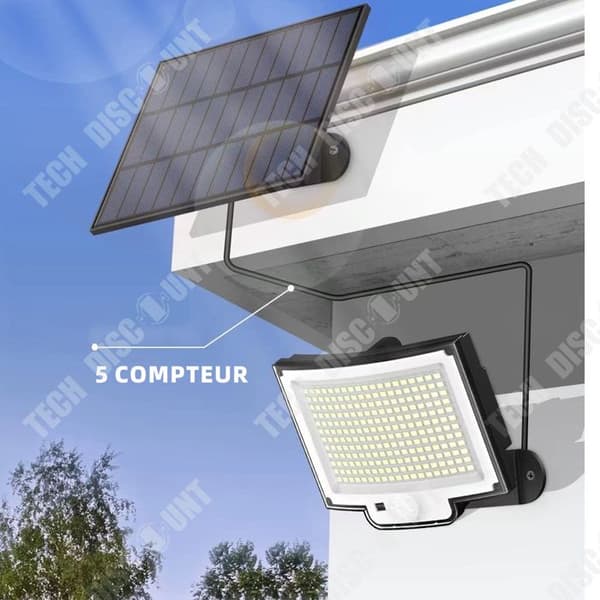 TD Utomhussollampa med rörelsedetektor 228 LED 3 lägen med fjärrkontroll, IP65 LED vattentätning med 5 meter kabel