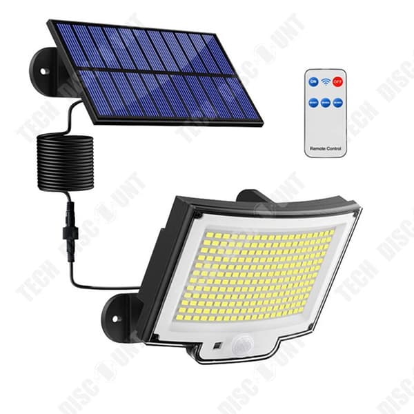 TD Utomhussollampa med rörelsedetektor 228 LED 3 lägen med fjärrkontroll, IP65 LED vattentätning med 5 meter kabel