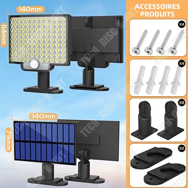 TD Utomhussollampa 106LED rörelsedetektor solenergi utomhusbelysning 3 lägen fjärrkontroll utomhussolarspotlight