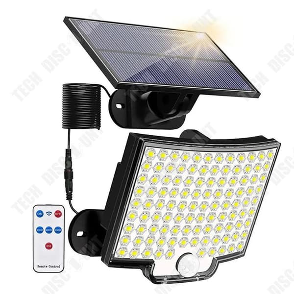 TD Utomhussollampa 106LED rörelsedetektor solenergi utomhusbelysning 3 lägen fjärrkontroll utomhussolarspotlight