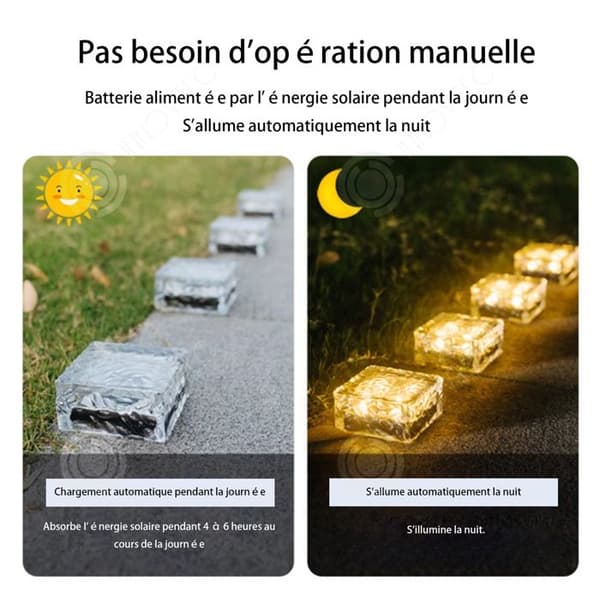 INN Solar Light Outdoor Solar Ice Brick Light 6LED 1.2v 600mah IP65 Vattentät Trädgårdslampa 10x10x5.5cm Vit Cha