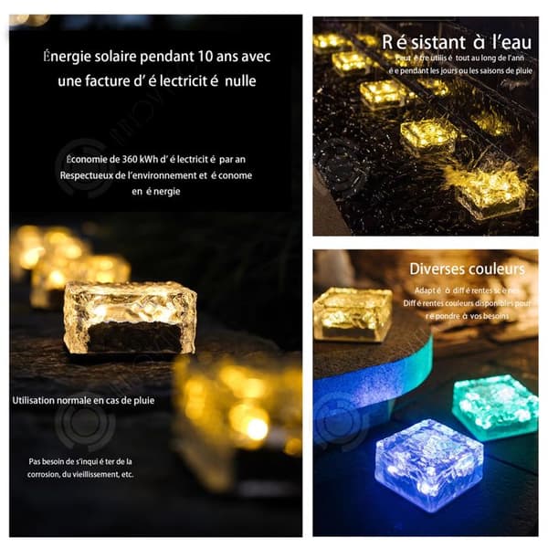 INN Solar Light Outdoor Solar Ice Brick Light 6LED 1.2v 600mah IP65 Vattentät Trädgårdslampa 10x10x5.5cm Vit Cha