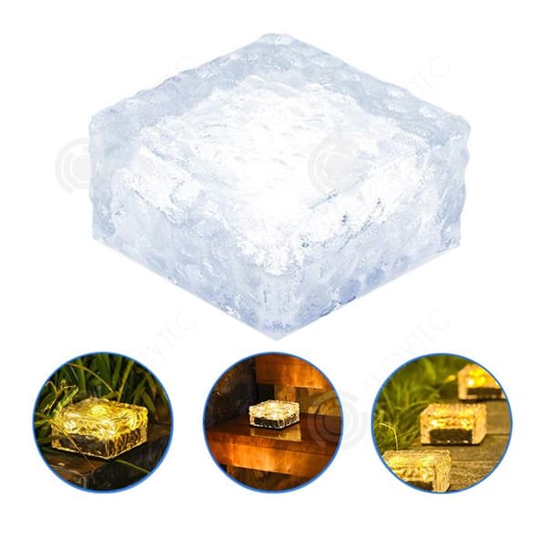 INN Solar Light Outdoor Solar Ice Brick Light 6LED 1.2v 600mah IP65 Vattentät Trädgårdslampa 10x10x5.5cm Vit Cha