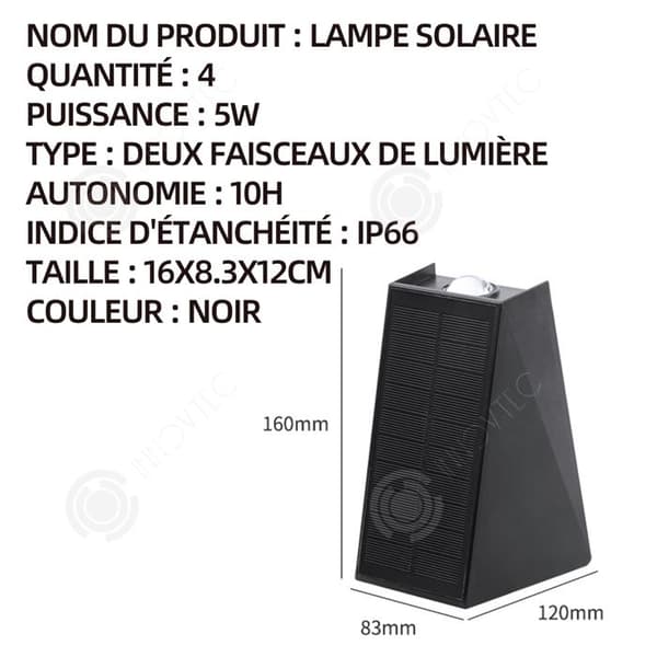 INN Solar Lampor Trädgårdslampor 4 Pack 5w IP66 16x8.3x12cm Villa Innergård Trädgård Hotellkorridor Dekorativa Vattentäta Landskapsljus