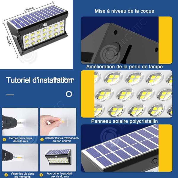 INN Solar Light 3500mAh med tre arbetslägen Vattentät Solar Wall Lamp for Garden Patio Corridor Solar Beacon