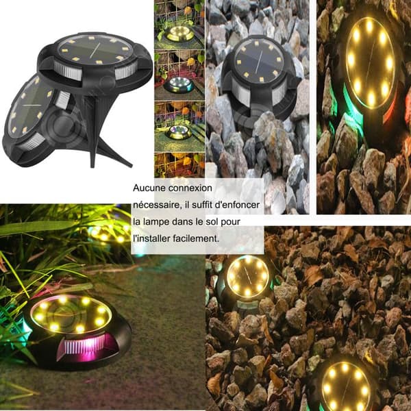INN Utomhussollampa 4 delar Solar Ground Lamp Waterproof IP65 Warm Light Solar Spotlight for Garden Lawn Solar Pollare
