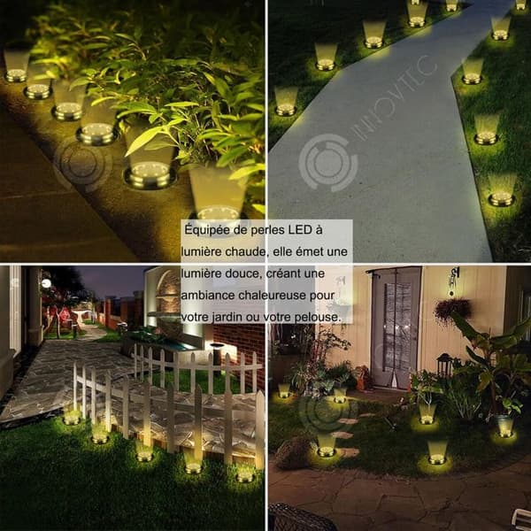 INN Utomhussollampa 4 delar Solar Ground Lamp Waterproof IP65 Warm Light Solar Spotlight for Garden Lawn Solar Pollare