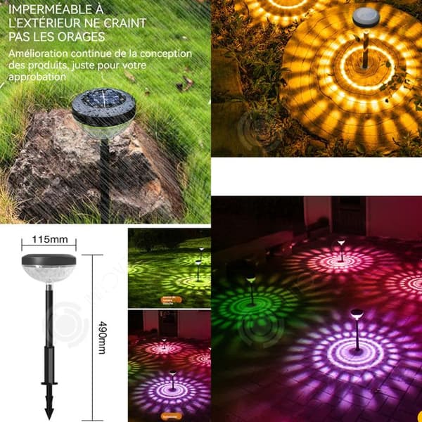 INN Solar Lamp 6st Outdoor Solar Ground Lamp för gräsmatta kommer med varmt ljus och färgglatt gradientljus