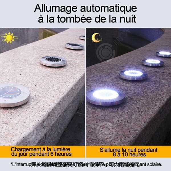 INN Utomhussollampa 4 delar Solar Ground Lamp 8 LED-ljus Vattentät IP65 Solar Spotlight för trädgårdsgräsmatta Solar Pollare