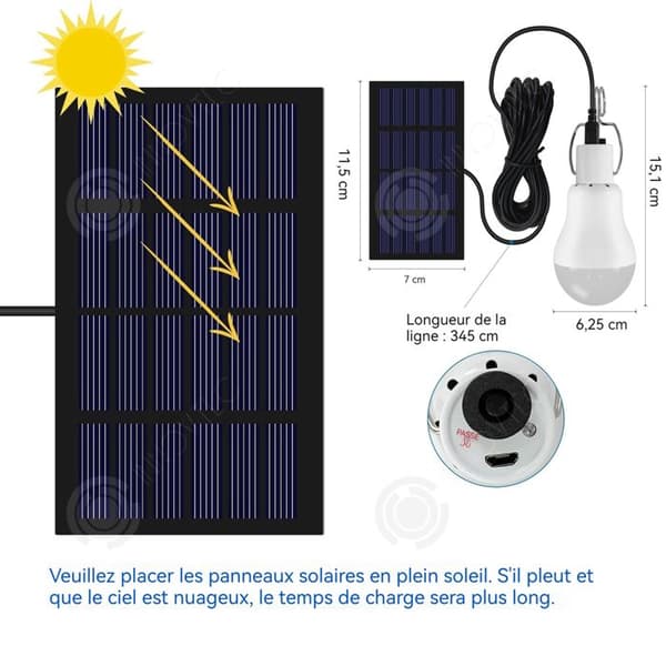 INN Solar Lantern 2st Bärbar Solar Lamp med Solpanel Utomhushängande Solar LED-lampa 800mAh med 3,5m kabel