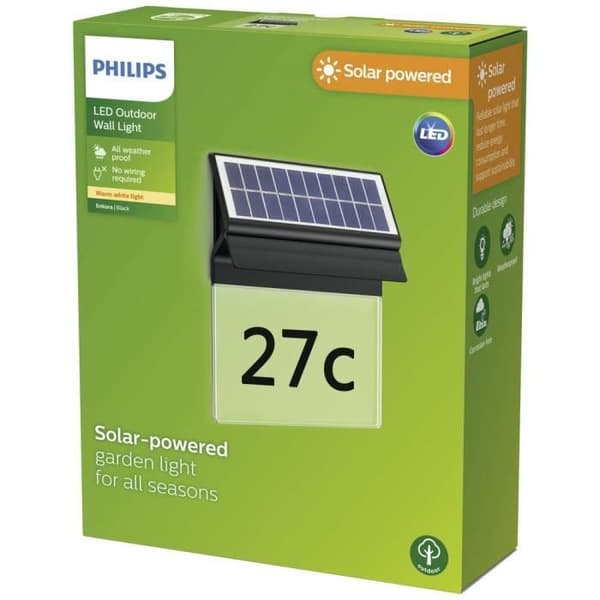 Philips Enkara 8720169265462 Solcellsbelysning för husnummer 0,4 W varmvit svart