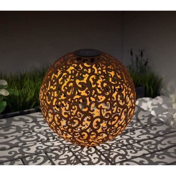 Solfärgad lampa Dehner Lagos, Ø 40 cm, metall, Färg Rost.
