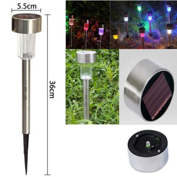 solar lampa utomhus trädgård rostfritt stål att plantera i gräsmattan balkong vattentät LED färgglada ljus dekorativa vägar