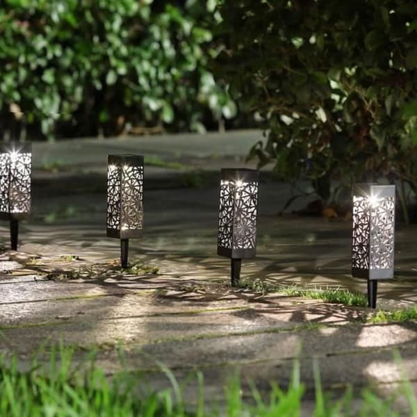 qz09249-4st Solenergilampa Utomhus Trädgård Gräsmatta Hål Bollard Dekorbelysning LED Varmt ljus