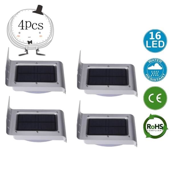 4 ST Solar Trädgårdsljus Vattentät 16 LED Sol Utomhusljus/Utomhusspotlight 1w 240-400 Lumen Kraftfull med 10 timmars hållbarhet