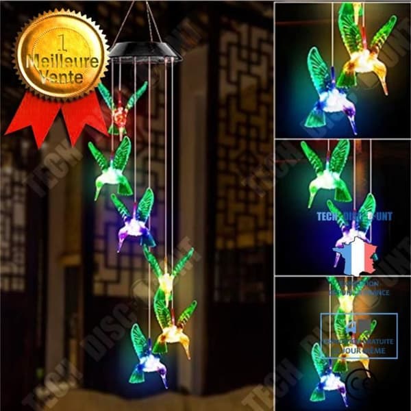 TD® Solar Wind Chime Hummingbirds LED-ljusfärgskiftande solfågellampa för trädgårdsuteplats Mobil veranda