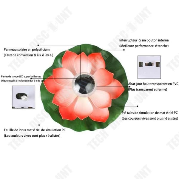 TD® Outdoor Pond Float Light Solar Lotus Light Trädgård Villa Innergård Önskar Lotus Leaf Light