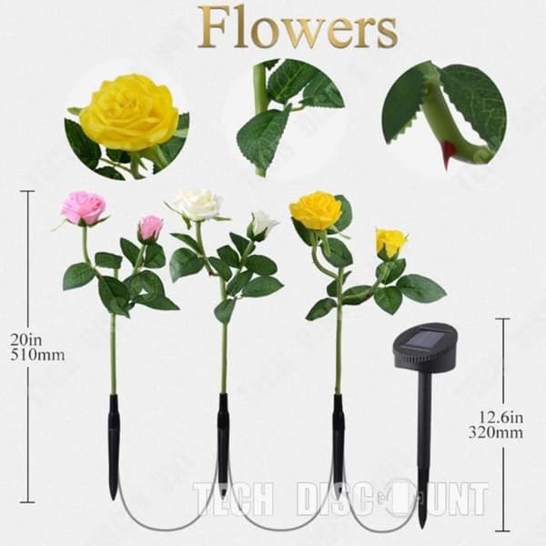 TD® Solar lampa utomhus trädgård LED bukett med 3 konstgjorda dekorativa kruka blommor trädgårdslykta terrassbelysning