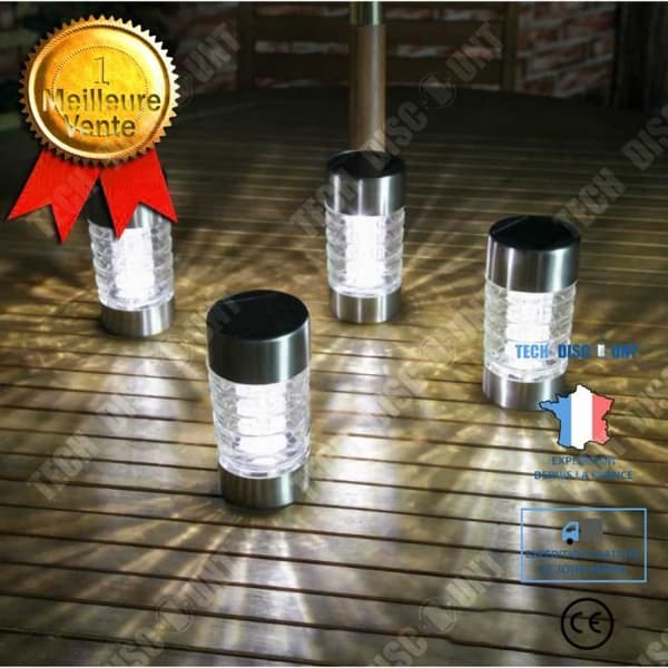 TD® Solar Column Light Rostfritt stål Solar Lawn Light Solar Column Light Solar Garden Light, 4 delar