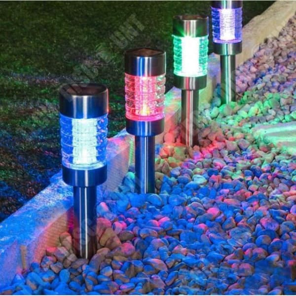 TD® Solar Column Light Rostfritt stål Solar Lawn Light Solar Column Light Solar Garden Light, 4 delar