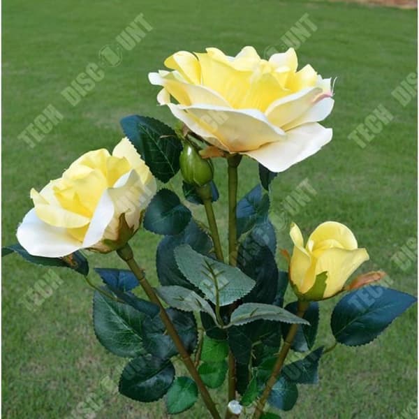 TD® Solar Garden Light 3 LED Rose Blomma Form/Stak att plantera i trädgården/Utomhus energisparande ljus Vit
