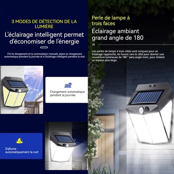 TD® Solar Wall Light 34 LED Motion Sensor Solar Wall Light Utomhus vidvinkel för uteplats Vattentät