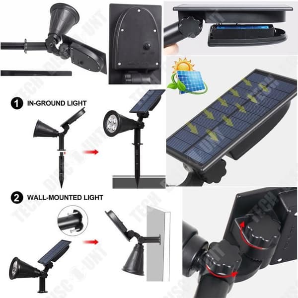 TD® Floodlight Vitt Ljus Utomhus Solar Trädgård Gräsmatta Ground Spotlight Väggljus Energy Darkness Lighting
