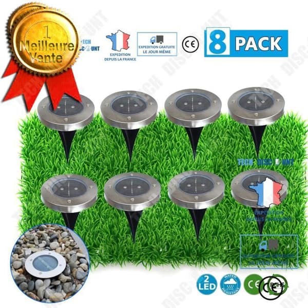 TD® 8st-2LED Solar Infälld Beacon-Gul