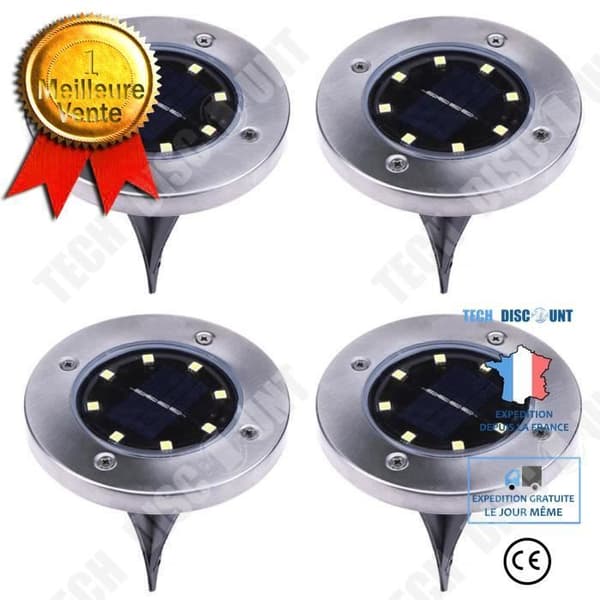 TD® 4 delar LED Energy Solar Powered Trädgårdslampor - Vattentät 8 Led Solar Ground Light för trädgård, uteplats.
