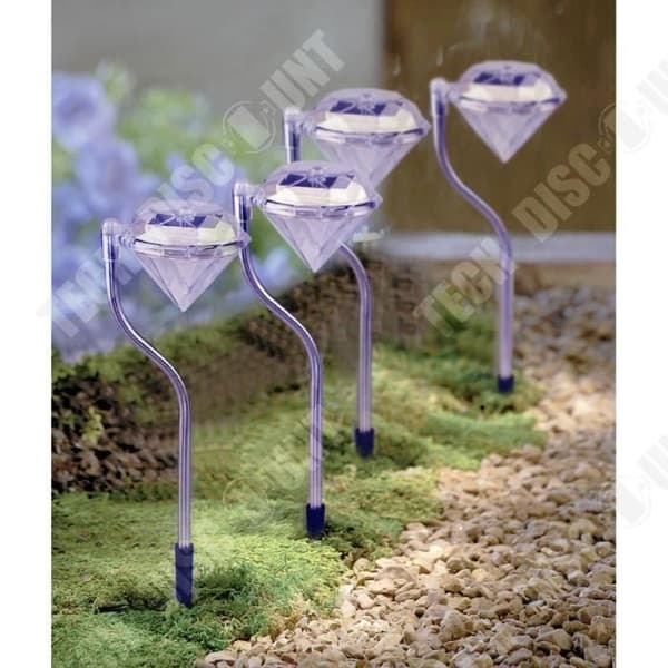 TD® Set med 4 st LED Solar Garden Lights - Diamantformade vitljuslampor - Utomhusdekoration - Beacons