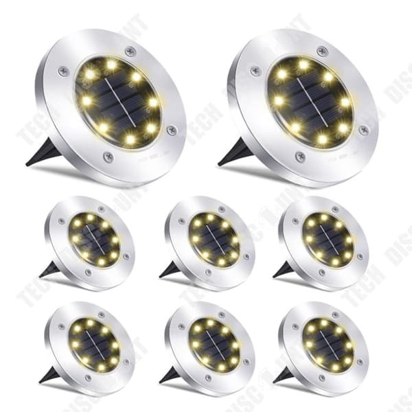 TD® Outdoor Solar Lights 8st Pack of 8 Lights Varma LED Trädgårdslampor Energisparande begravd spotlight Vattentät Solar Light