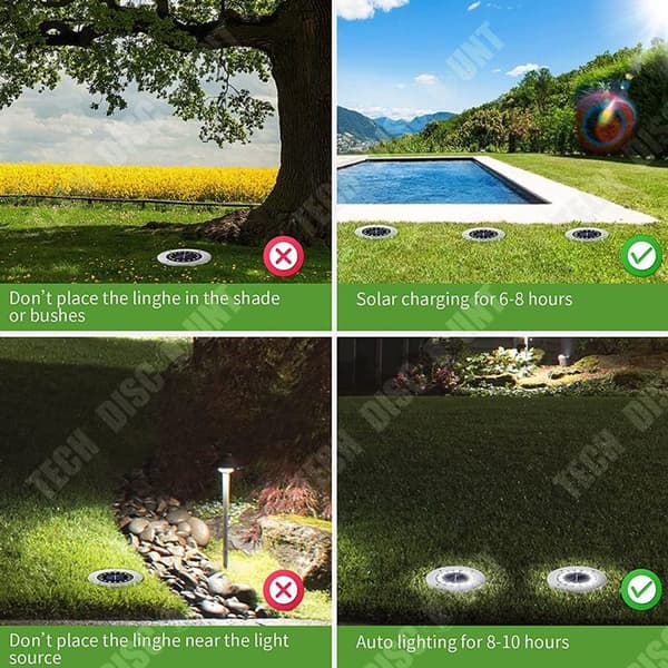 TD® 8-pack utomhussollampor 8st lampor LED trädgårdslampor Energibesparande lampor Nedgrävda strålkastare Vattentäta sollampor
