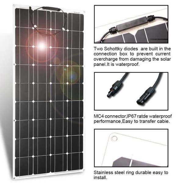 Dokio 18V/16V flexibla solpaneler 100W för husbil/bil/hem