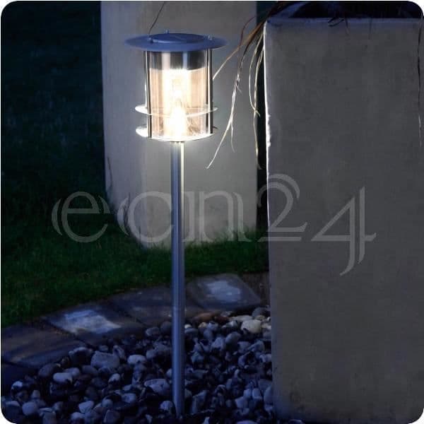 Solpollare att plantera - SOLAR - LED Krom - H64,5cm - Vit - Batteri