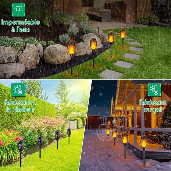 INN Solenergi 6 delar 50x7,5cm solflammljus utomhus vattentät ficklampa för trädgårds-, patio- och terrassdekoration