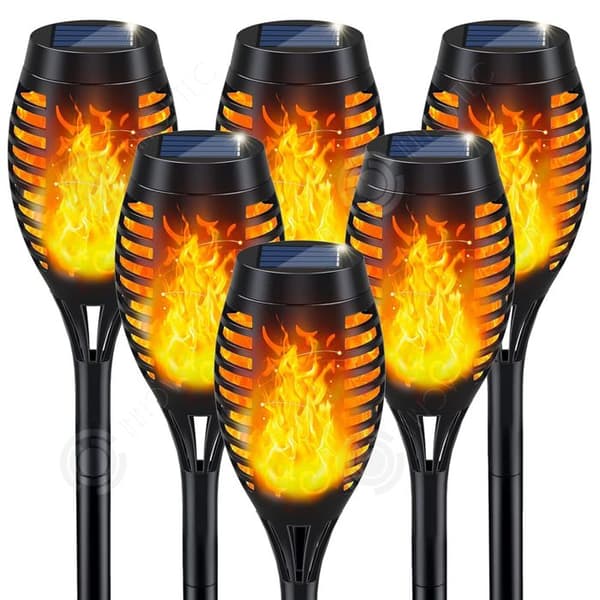 INN Solenergi 6 delar 50x7,5cm solflammljus utomhus vattentät ficklampa för trädgårds-, patio- och terrassdekoration