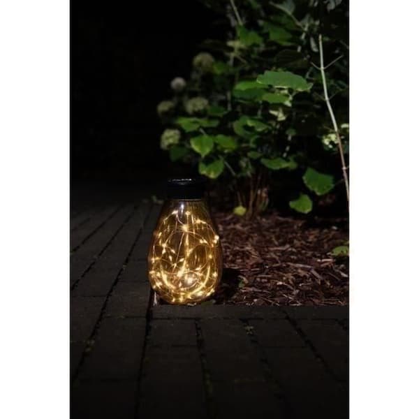 Solarlampa - GARDEN ID Bali - Ø14 H23 cm - Belysning 6-8h - Flera hängningsalternativ - Återuppladdningsbart AAA-batteri.