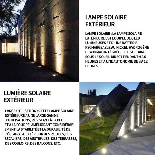 INN 4 st Utomhussollampa 9x15x16cm IP65 12 LED varmvitt solcellsljus utomhussolarlampa LED solcellslampa spot L