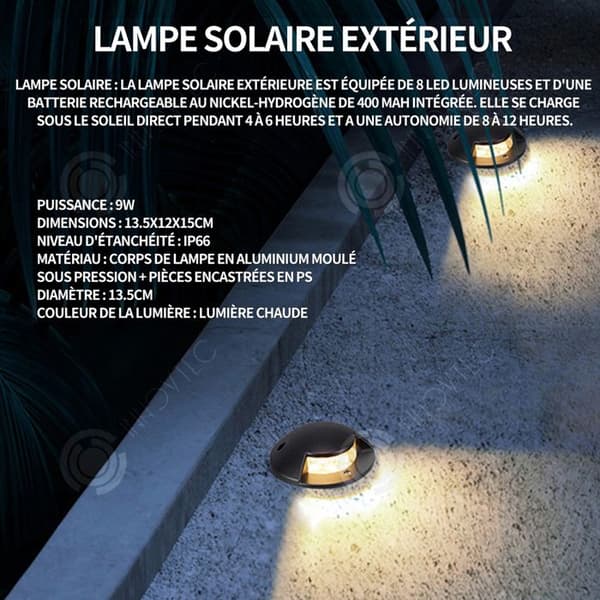 INN 4 st Utomhussolarlampa 13,5x12x15cm 9W IP66 varmvit solcellslampa utomhussolarlampa LED sollampspot LE
