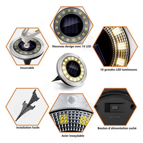 INN 4 st Solar Lampa Utomhus 12x13cm IP65 16LED 1000mAh Silver Solar Light Utomhus solar lampa led solar lampa Spot L