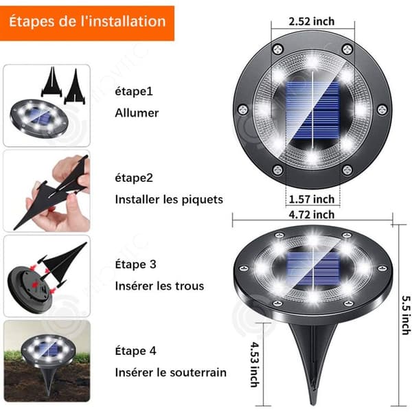 INN 4 st Utomhus solar lampa 12cmx13cm IP65 8 LED 800mAh svart solar ljus exteriör solar lampa led solar lamp spot LE