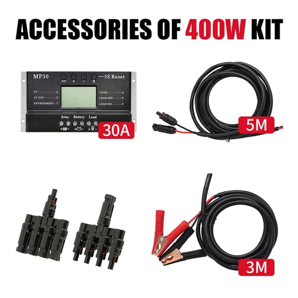 Solcelleladekontrol, 10A & 20A kompatibilitet, USB-port,30A SÆT