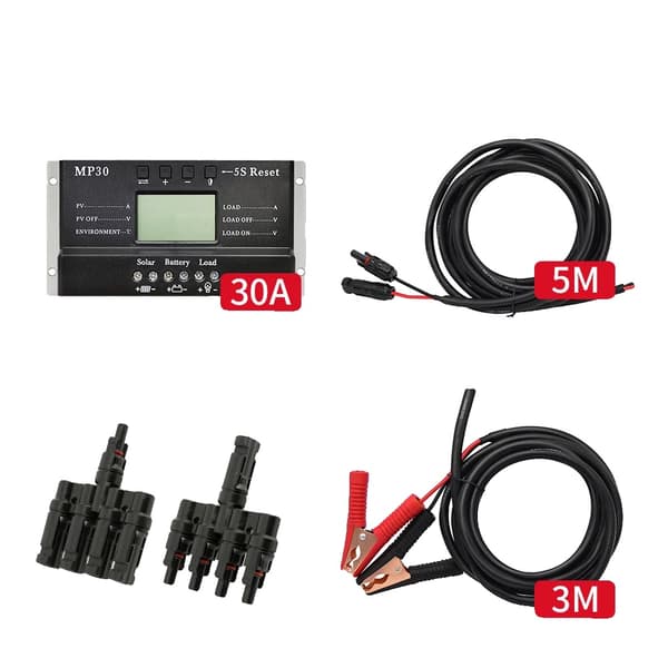 Solcelleladekontrol, 10A & 20A kompatibilitet, USB-port,30A SÆT