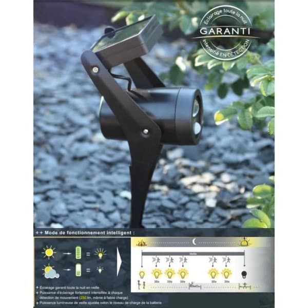 Solpanelprojektor Power Spot Svart 250 lumen smart detektor 365 Premium - Power Spot